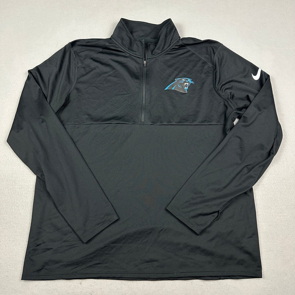 Carolina Panthers Sweater Men XL Black Nike 1/4 Zip Pullover Dri Fit NFL